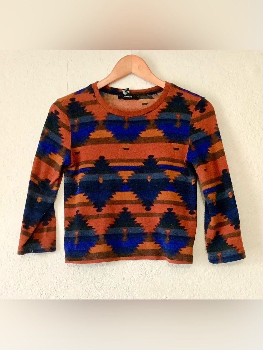 Forever 21 Aztec Knit Sweater in Rust & Navy